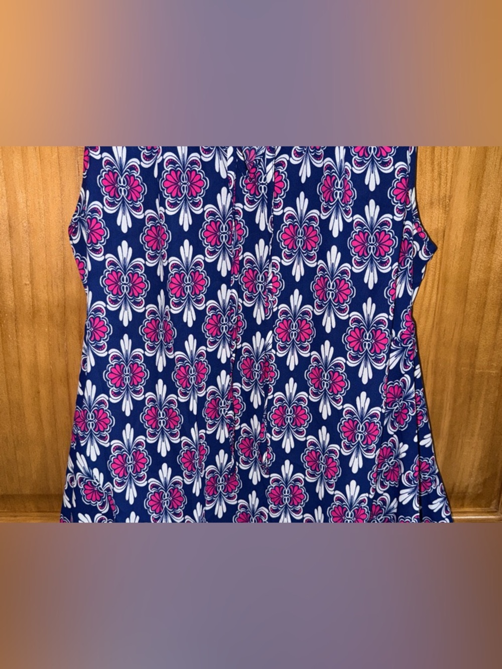 NwoT C Navy Tank Tunic with Pink and White Floral Print - S - Picture 5 of 12